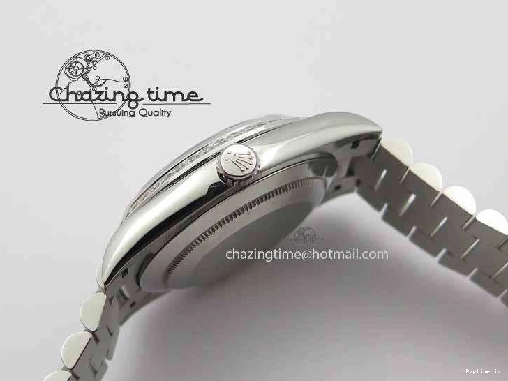 0109 Day Date 40mm SS BP Maker Best Edition Diamond Bezel Black Dial On SS Bracelet ETA Unique 3693